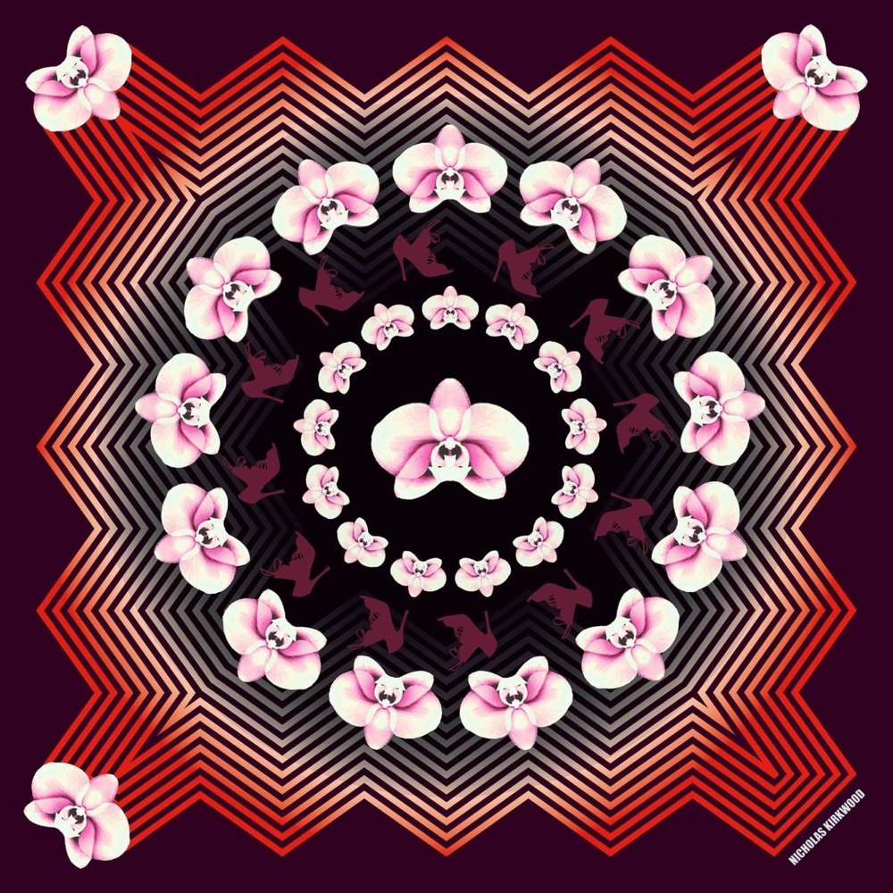 Nicholas Kirkwood Rare Limited Edition 01 Silk Scarf Custom Design from 2014 - Picture 4 of 4